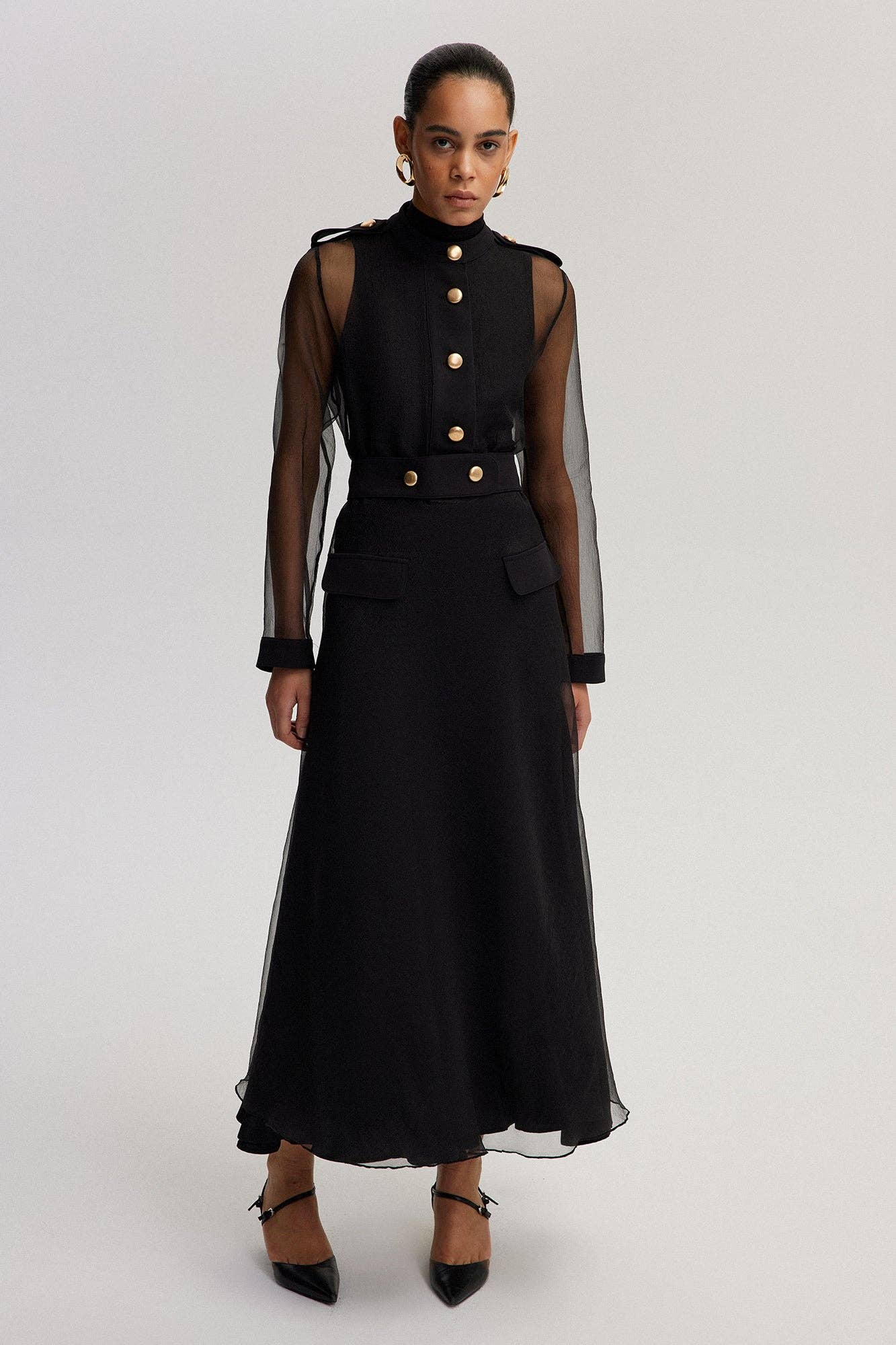 Sort ORGANZAKJOLE MED EPAULETDETALJE for engroshandel på Faire3