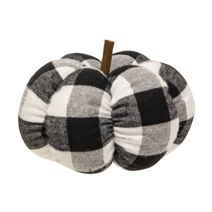 Col House Designs - Venta al por mayor Artículo decorativo de mesa - Calabaza rellena a cuadros Buffalo en blanco y negro, 5»