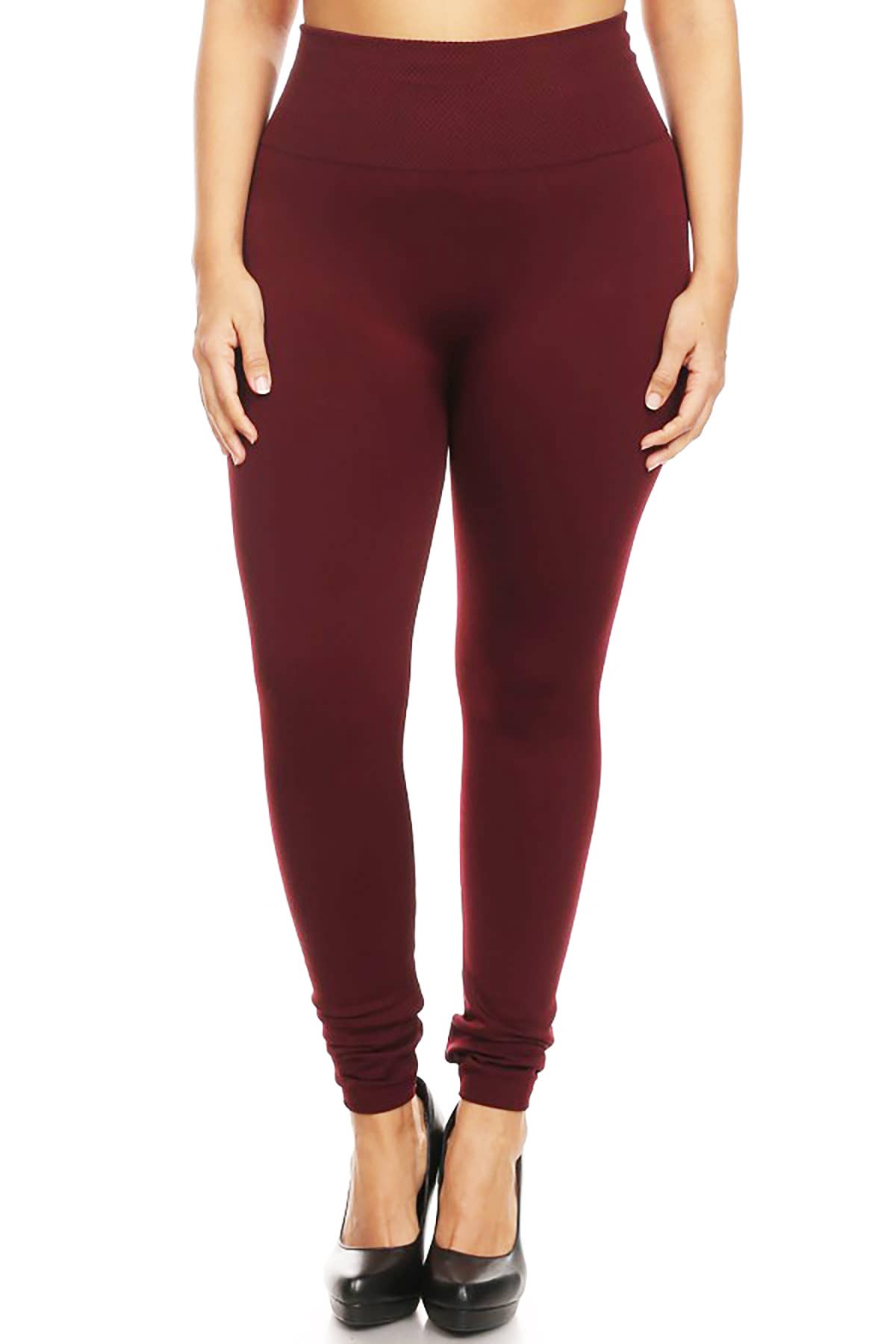 MOA COLLECTION - Wholesale Fashion Leggings - Women's - Women's Plus Size Banded Waist Leggings with Fleece Lining0