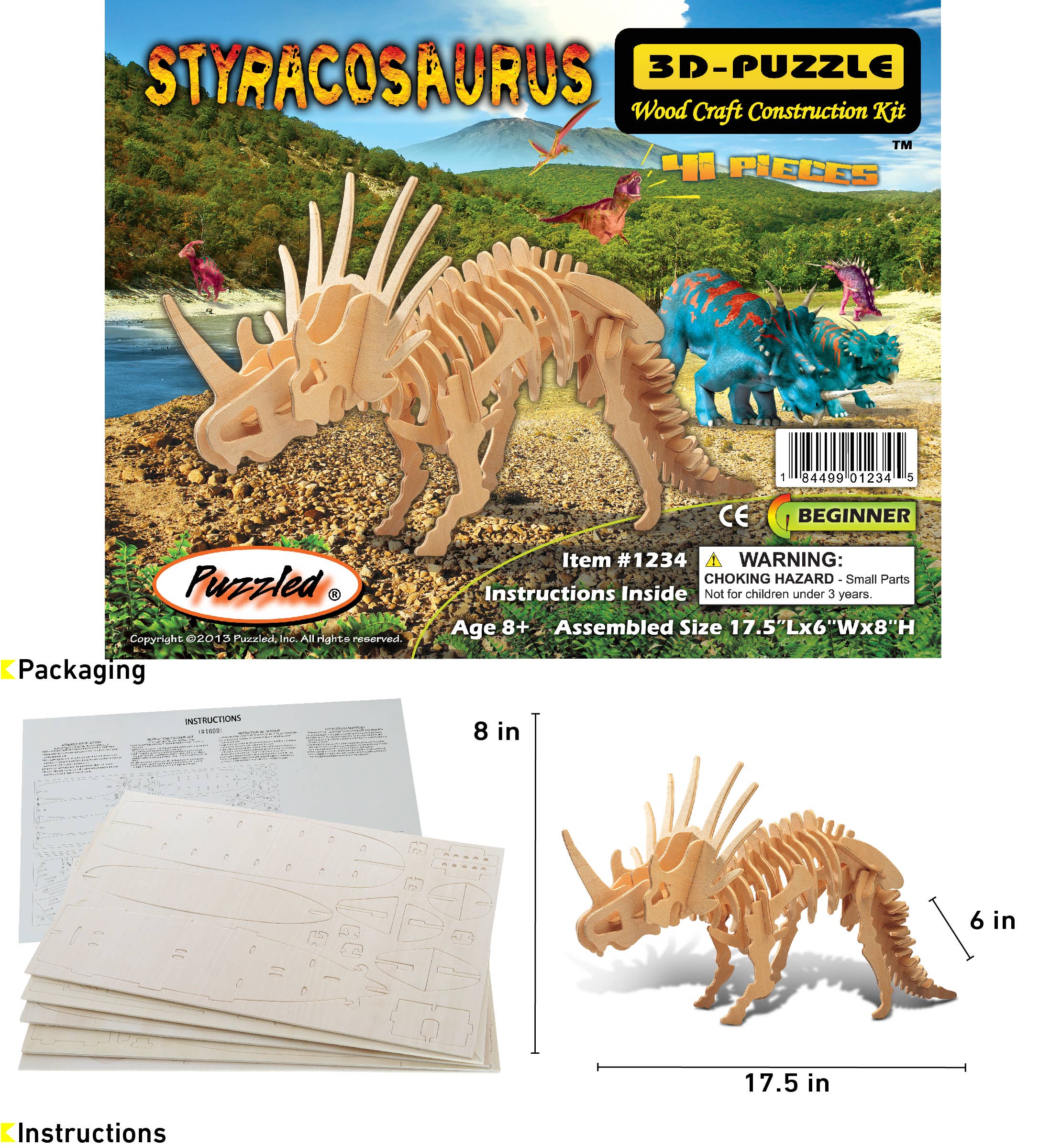 Cota Global - Wholesale Puzzle - Kids - 3D Puzzles - Styracosaurus Lr1