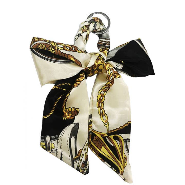 Cap Zone - Wholesale Scrunchie - Women's - Equestrian Faux Silk Mini Bow Scrunchie Key Chain