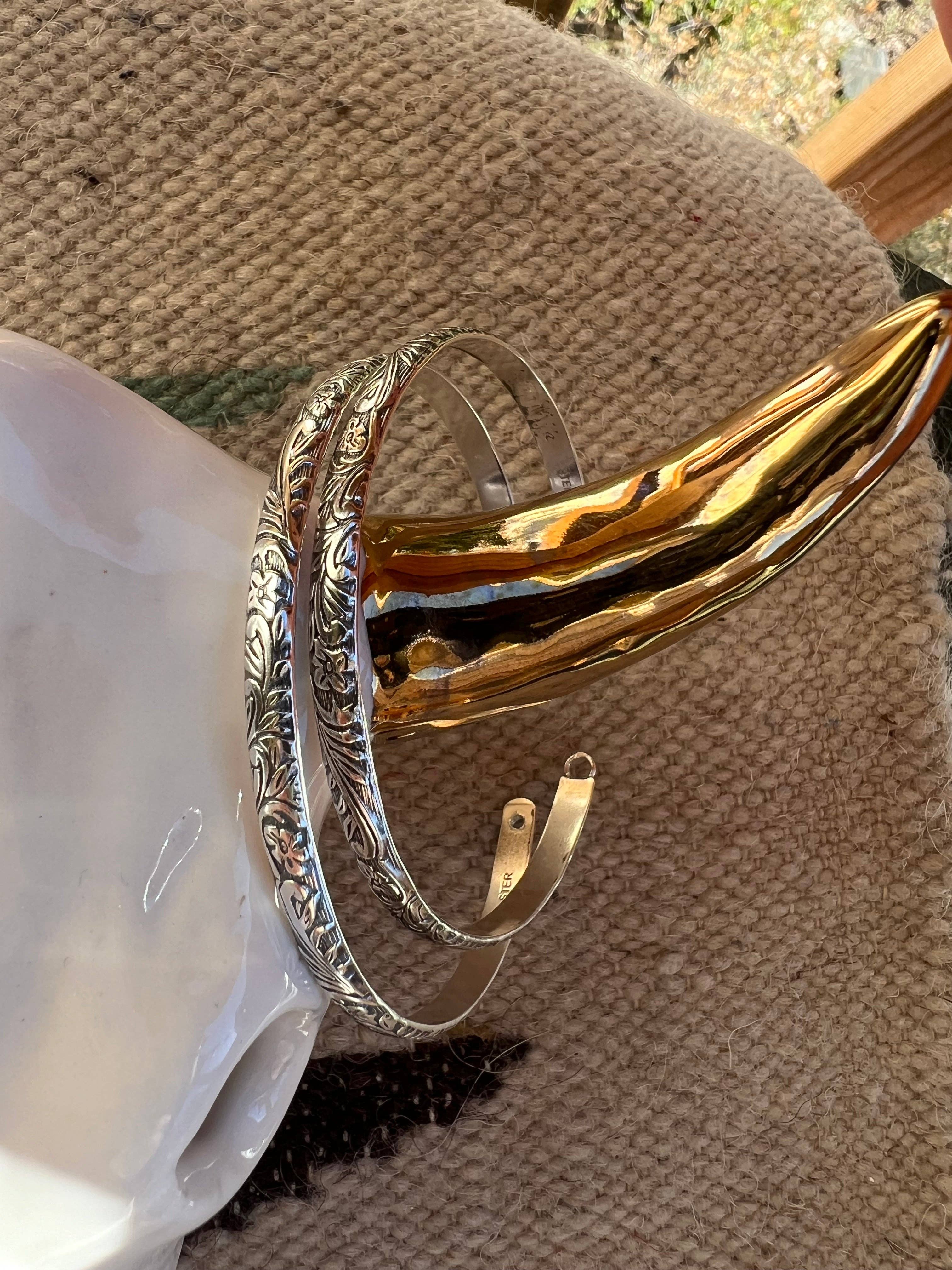 Desert Darlings Silver - Wholesale Bangle Bracelet - Sterling Silver Floral Bangle #224