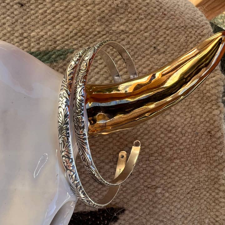 Desert Darlings Silver - Wholesale Bangle Bracelet - Sterling Silver Floral Bangle #224