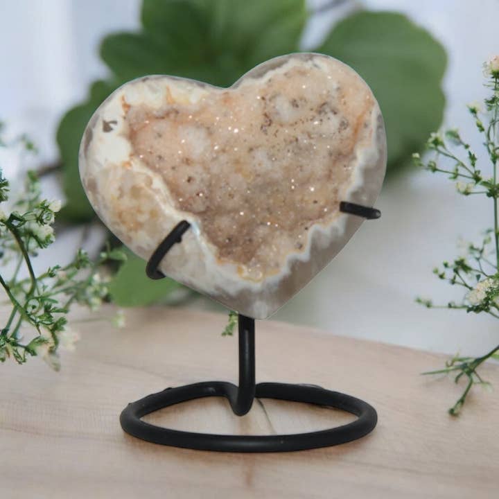 Geode on Stand - Agate Heart, Mini for wholesale by Earths Elements Wholesale