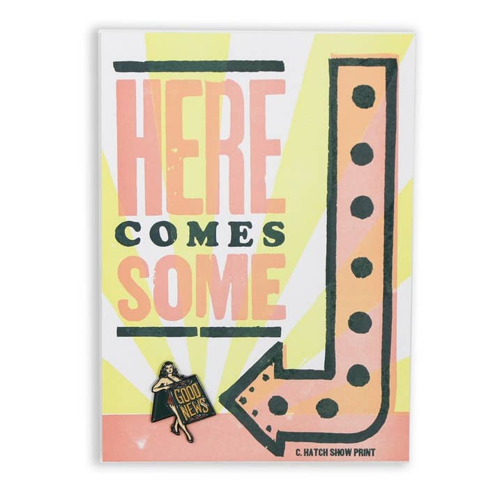 Gute Nachricht Enamel Pin für den Großhandel von Hatch Show Print