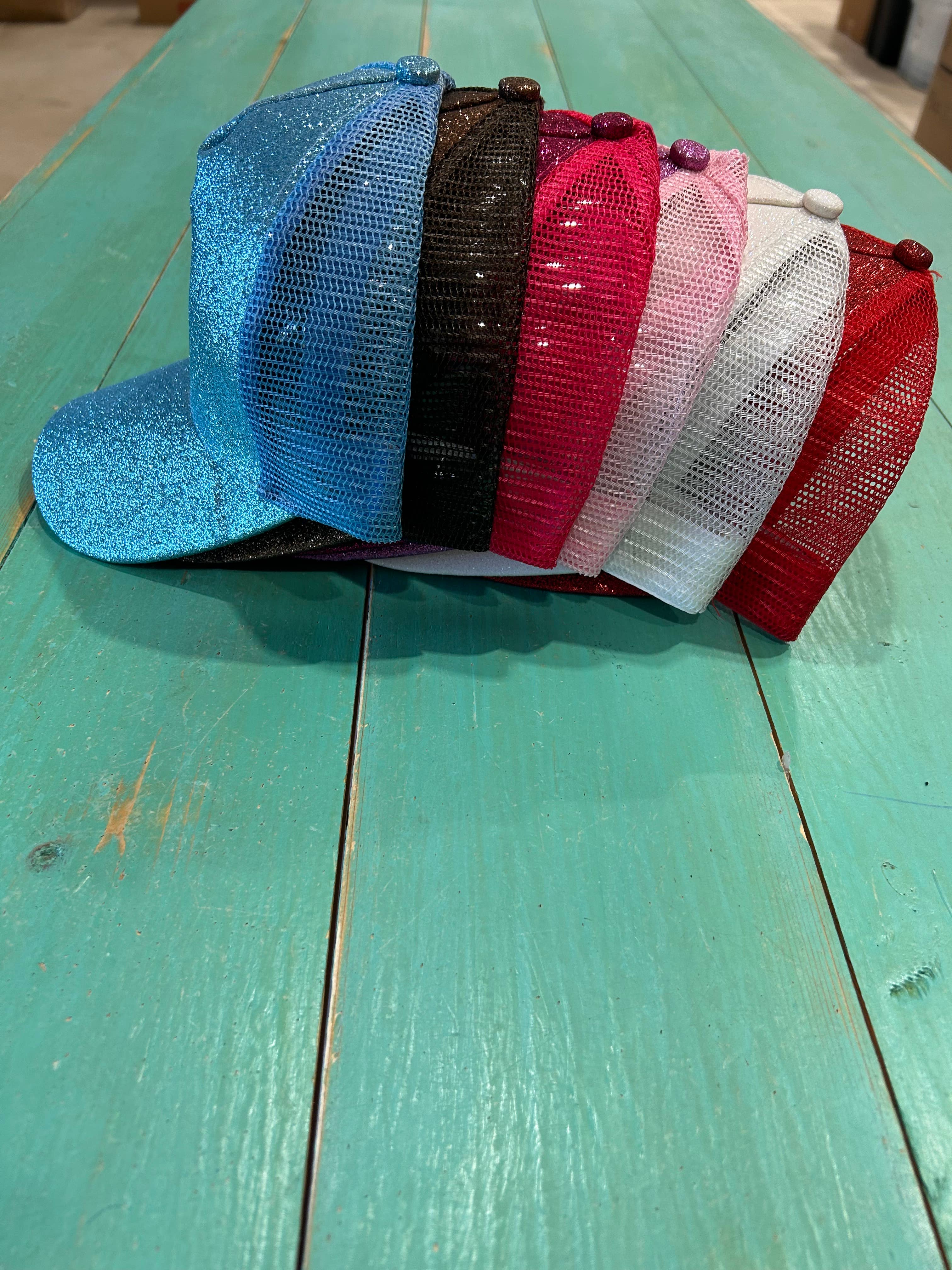 Vibes Hat Company - Wholesale Ponytail Cap - Women's - Vibes Black Glitter Ponytail Caps | Sparkle | Baseball Cap1