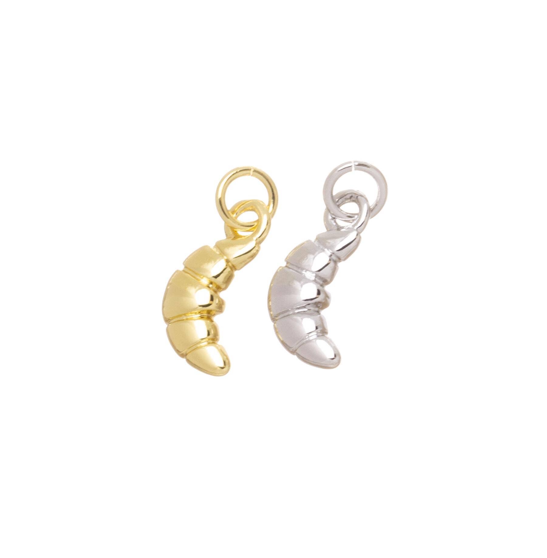 Jewel Pledge - Wholesale Individual Charm/Pendant - Gold & Silver Croissant Charm for Jewelry,CPG-CPS7971