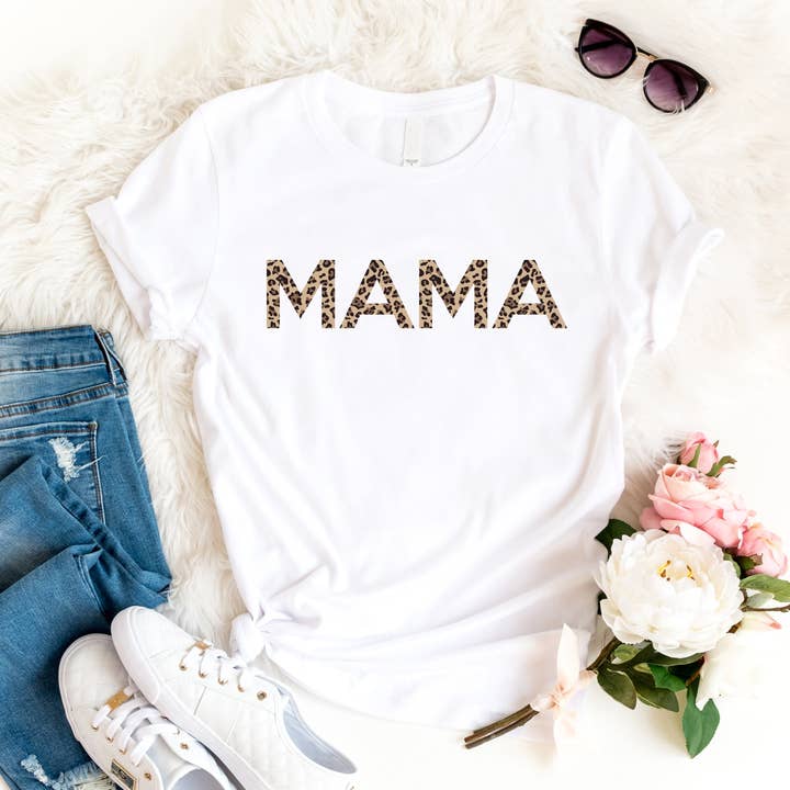 Mama Leopard Print T-Shirt for wholesale by Light & Shine