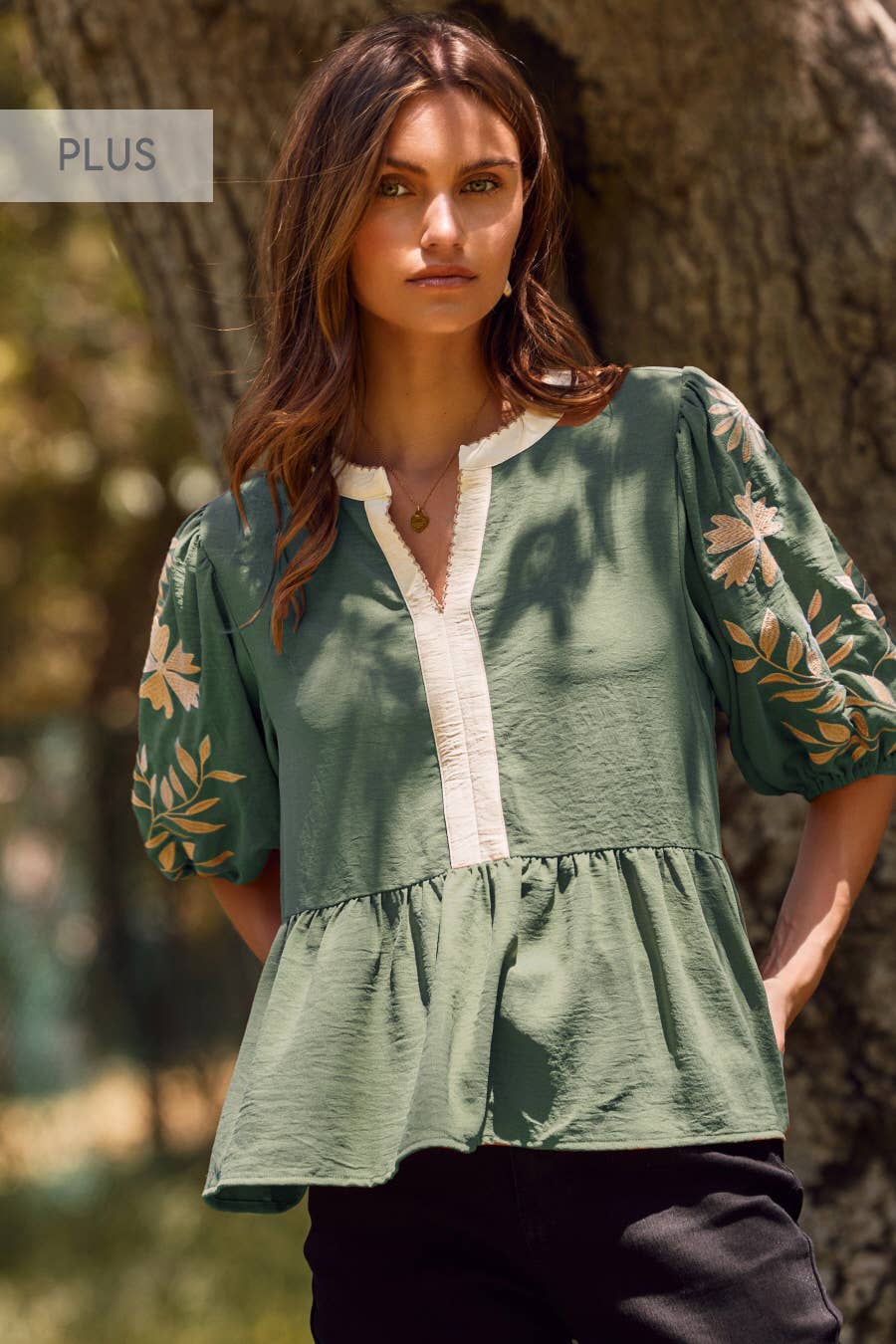 Oddi - Wholesale Blouse - Women's - Plus Solid Airflow Peplum Blouse 6