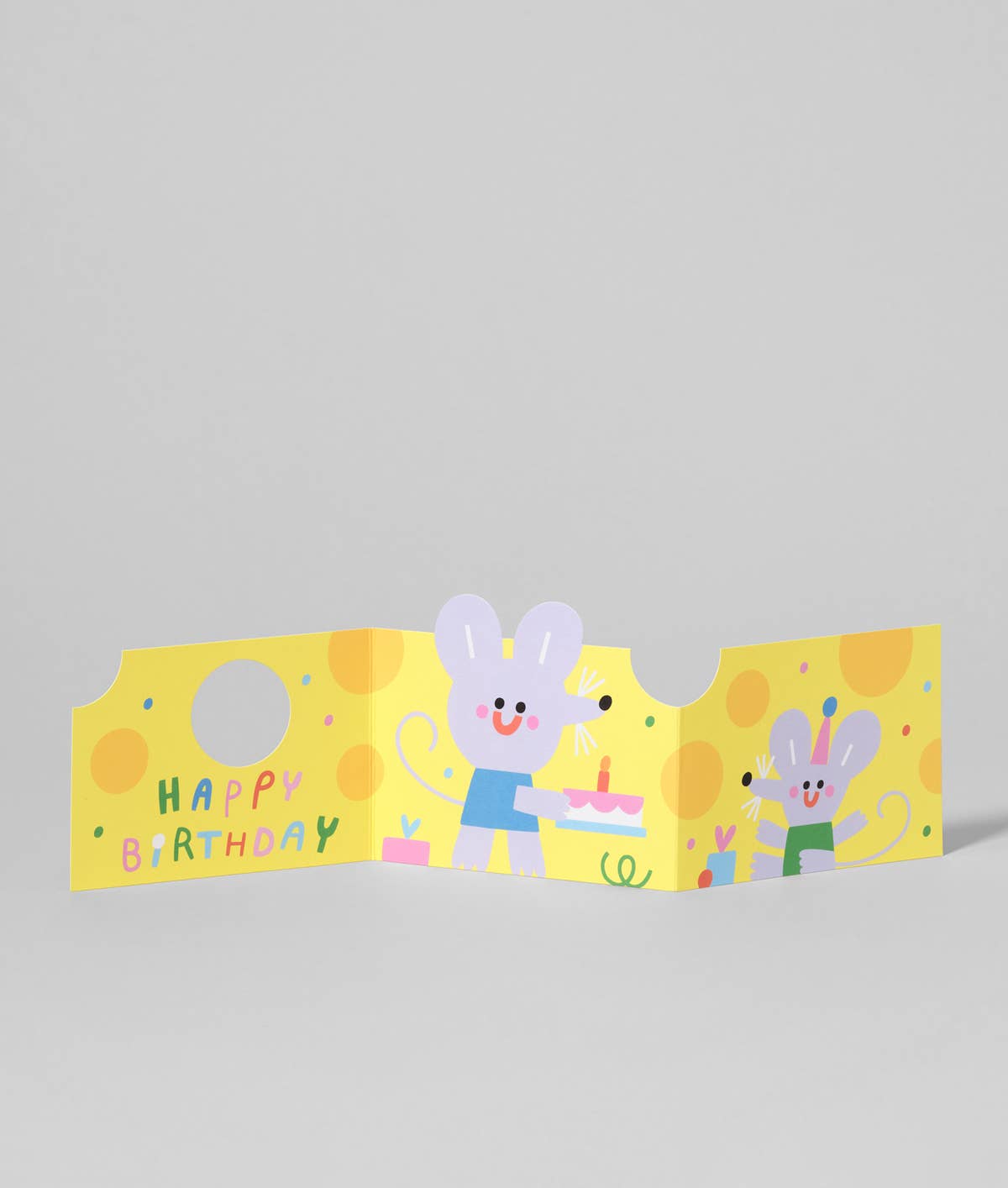 Wrap (US duties paid) – wholesale Birthday card – Mouse In Cheese Fold Out Card0