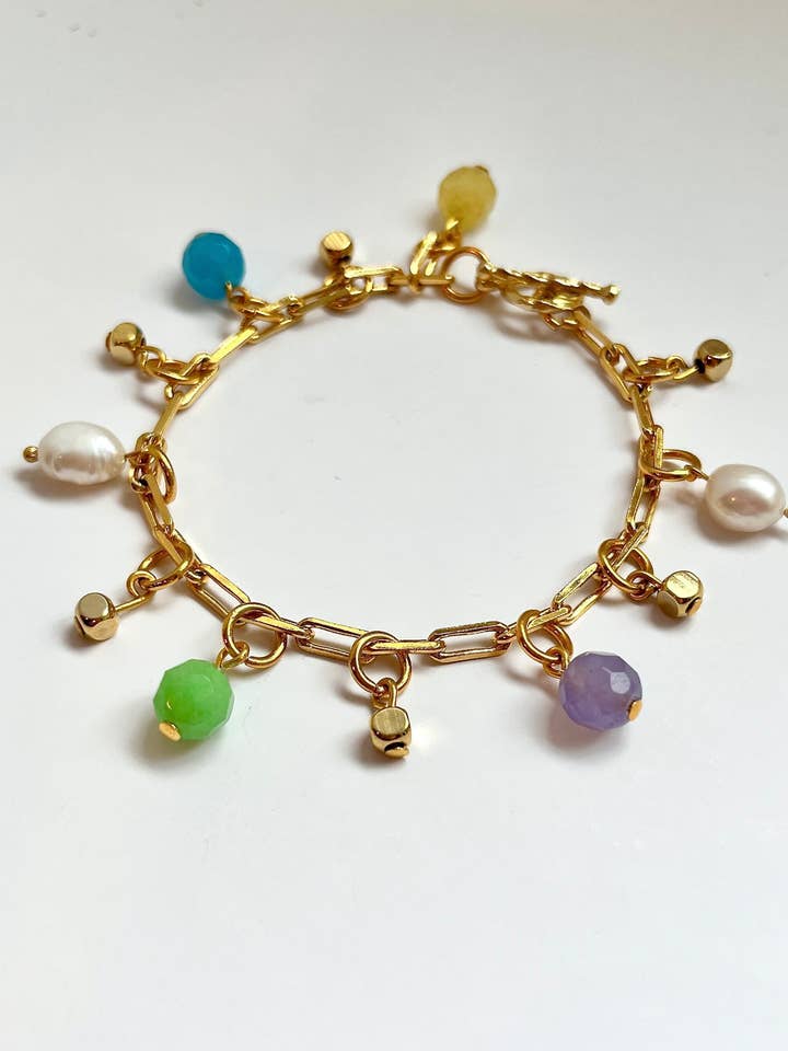 Buntes Charm-Armband, vergoldete Gliederkette für den Großhandel von Lovely Sunday Jewelry