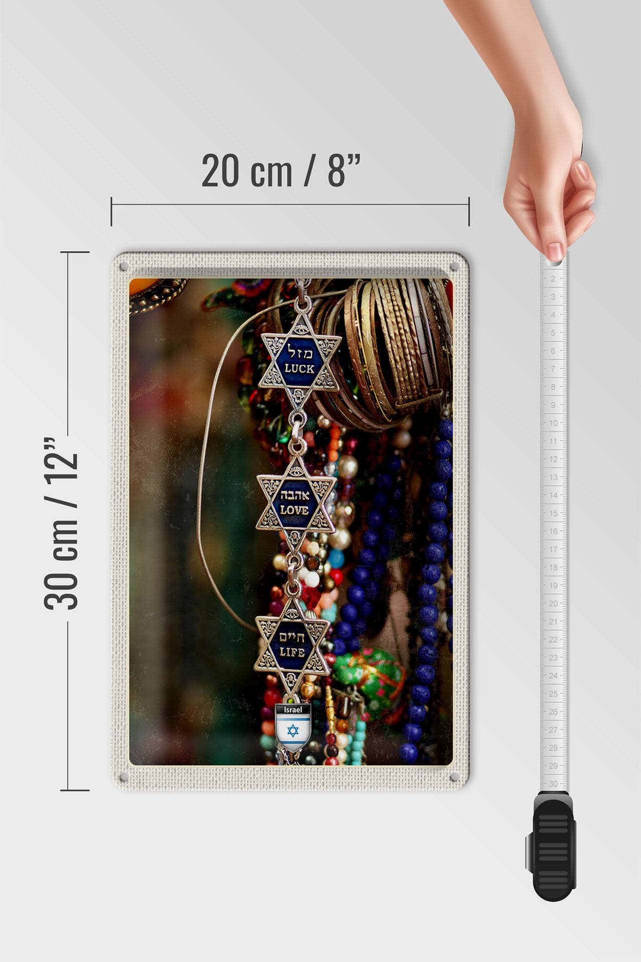 Femer - Wholesale Sign - Travel tin sign 20 x 30 cm chain decoration jewelry Israel faith sign tin sign4