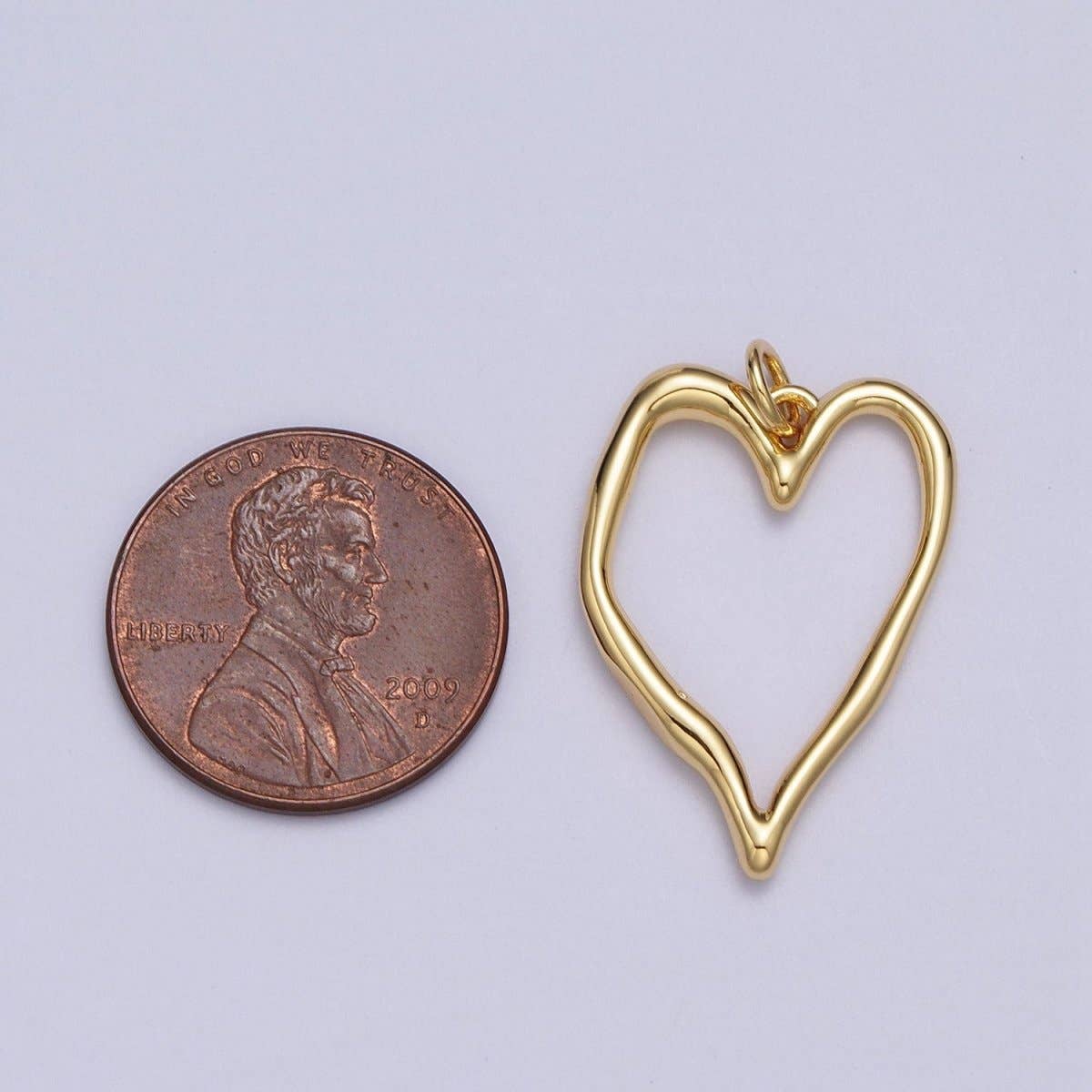 Aim Eternal - Wholesale Individual Charm/Pendant - Gold Geometric Open Heart Minimalist Charm | AC0232