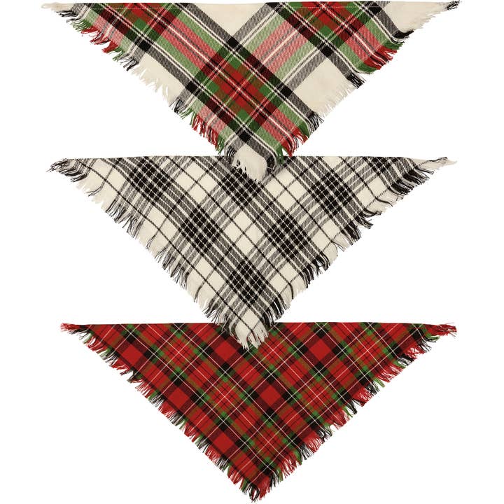 Small Plaid Christmas Pet Bandana Set for wholesale by Primitives by Kathy