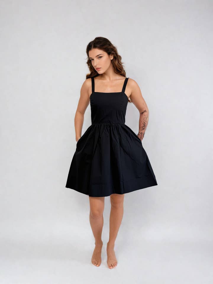 PRIV Collections - Wholesale Dress - Women's - Nonnie Poplin Cocktail Dress in Black
