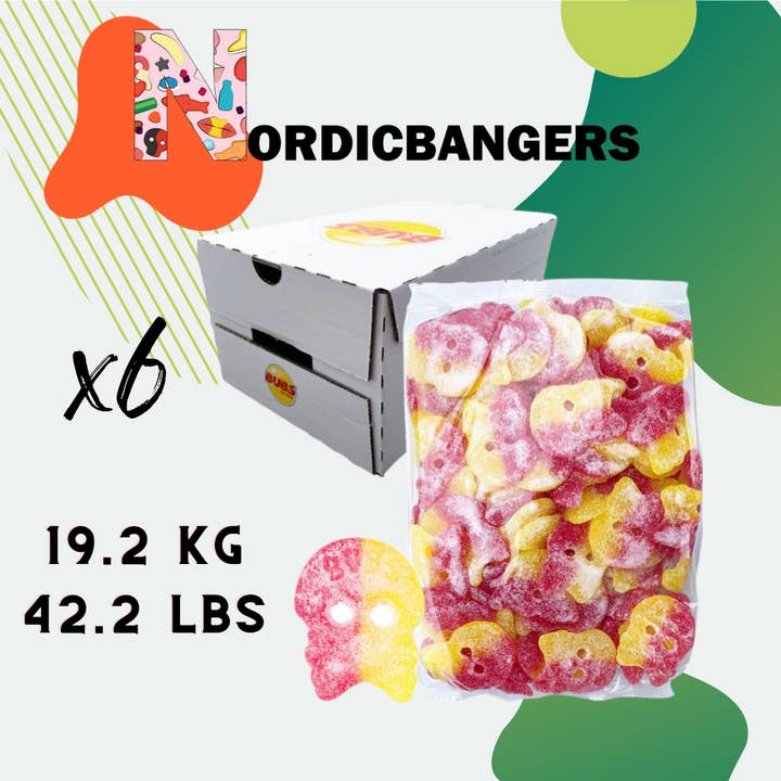 Nordicbangers - Swedish Candy - Wholesale Gummy - Bubs Swedish Candy Box 3.2kg Sourskull-Big - Mix your candy