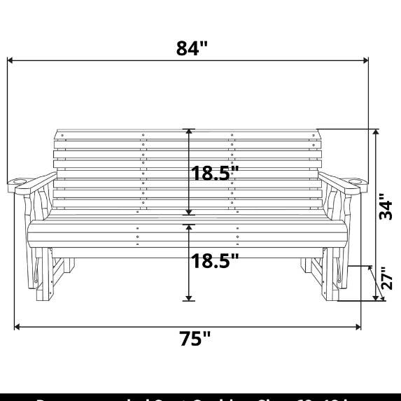 The Porch Swing Company - Wholesale Porch Swing - Amish Casual Heavy Duty Roll Back 6 Foot Treated Porch Glider