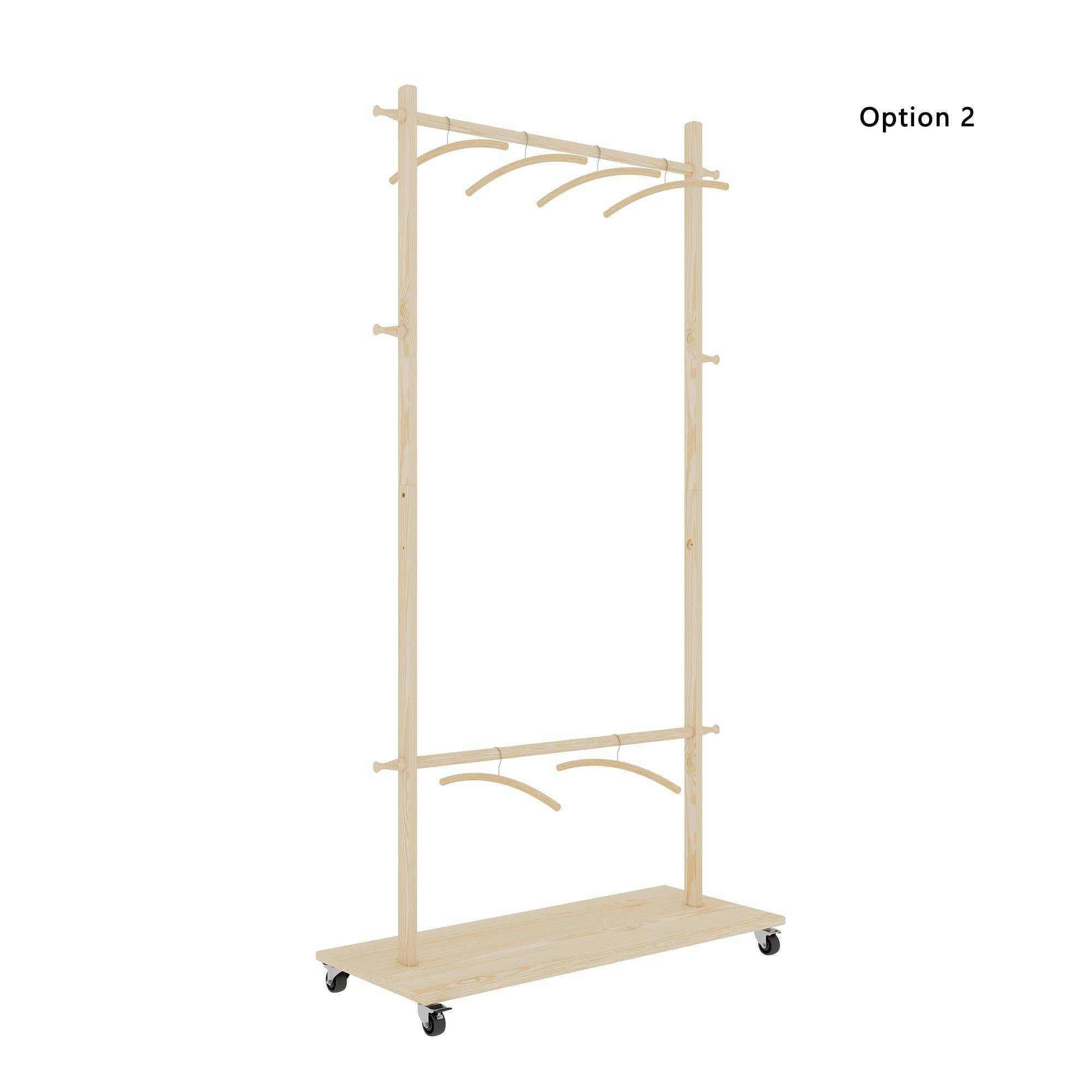39F Inc. - Wholesale Clothes Hangers - Solid Wood Garment Rack with Shelf, Wheels & 6 Hangers7