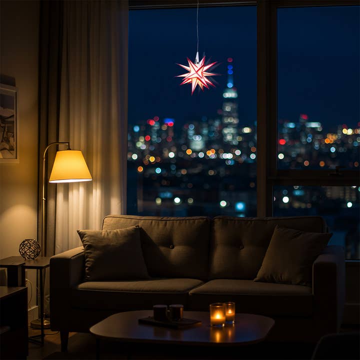 Artschatz LLC - Wholesale Paper Lantern/Lamp - Moravian Mini Star ~ 7", White /Red Paper Star Lantern Light5