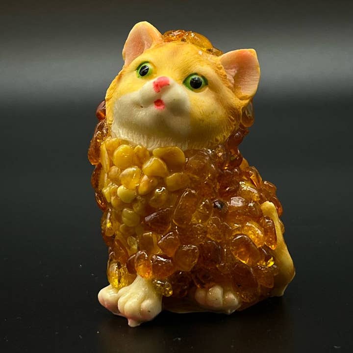 Figurine de chat faite à la main aux États-Unis, sculpture en ambre par KIZIMA, décoration intérieure pour la vente par KIZIMA