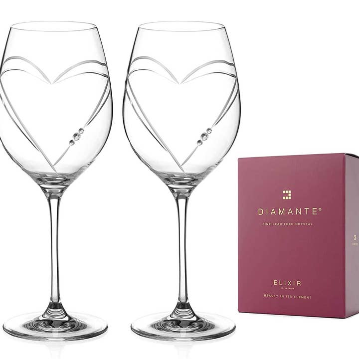 DIAMANTE – wholesale Vinglas – Diamante rött vinglas Par — 'hjärtan' samling Crysta