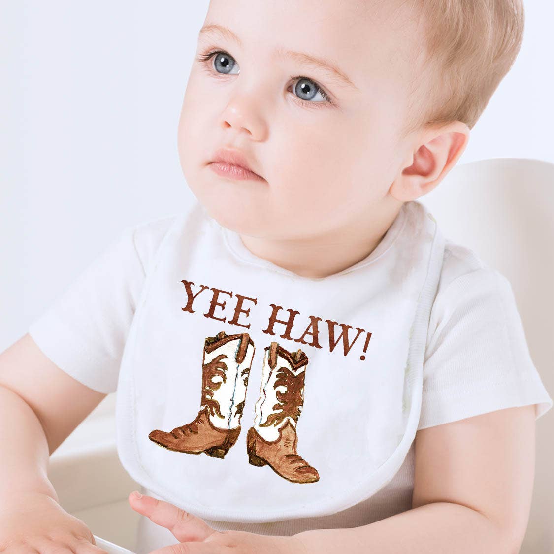 Knollwood Lane - Wholesale Bib - Baby - Yee Haw Brown Boots Baby Bib1