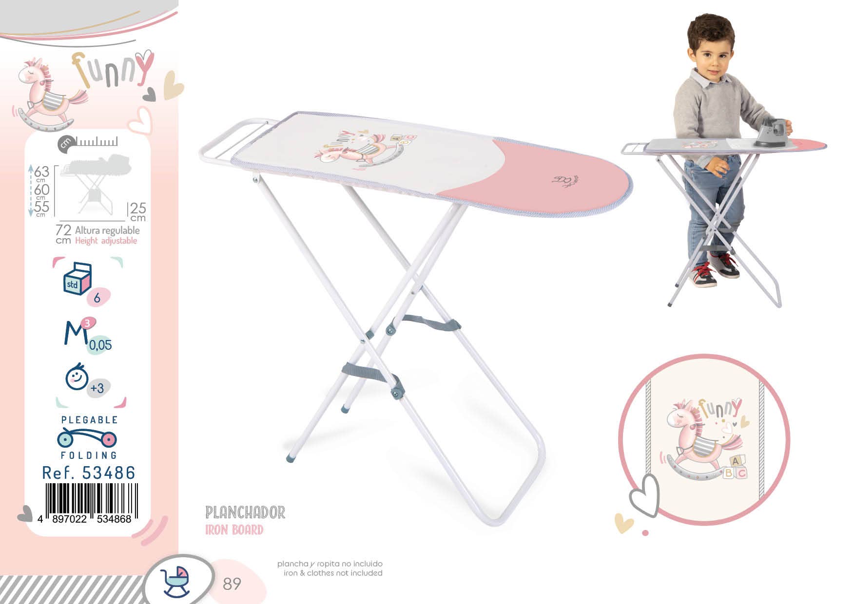 DeCuevas Toys - Wholesale Ironing Board - 53486 FUNNY IRON - PINK2