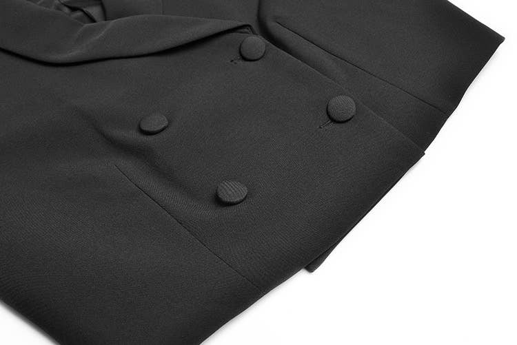 Schwarz Eleganter Damenanzug mit Mesh-Rock, zweiteilig für den Großhandel auf Faire5