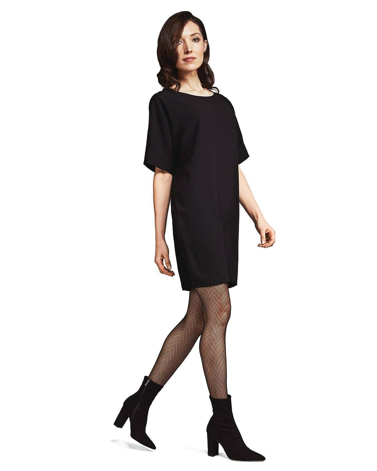 Black Herringbone Net Tights for wholesale on Faire