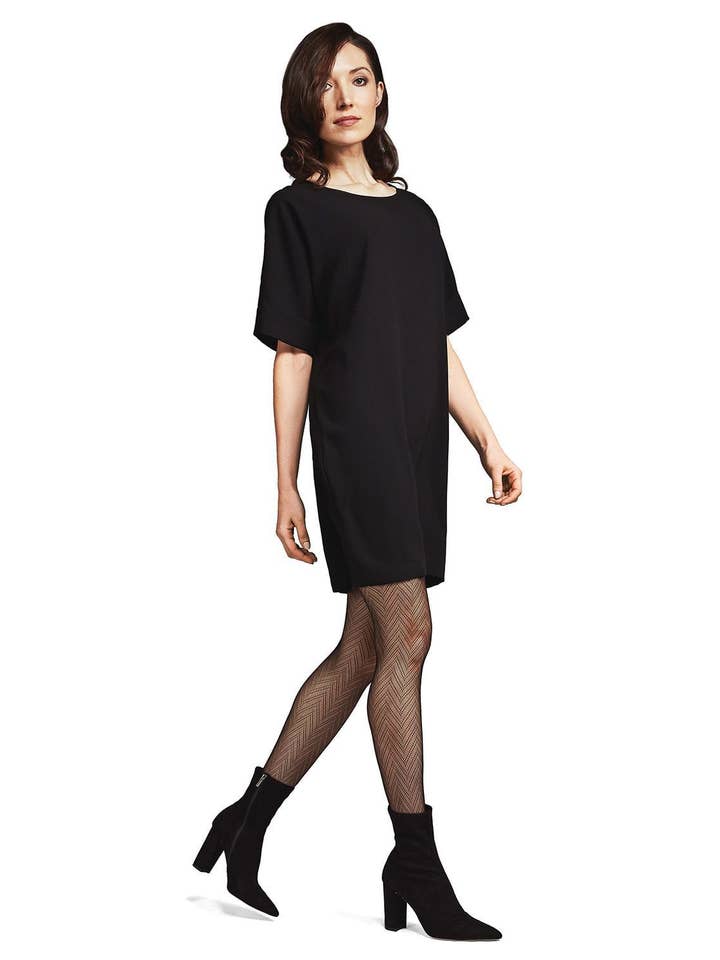 Black Herringbone Net Tights for wholesale on Faire0