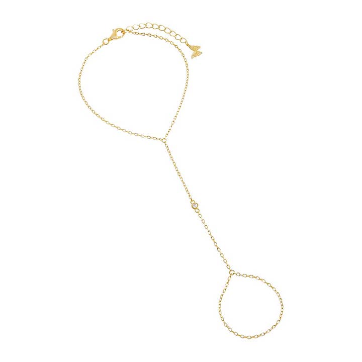 Gold CZ Single Bezel Chain Hand Chain for wholesale on Faire