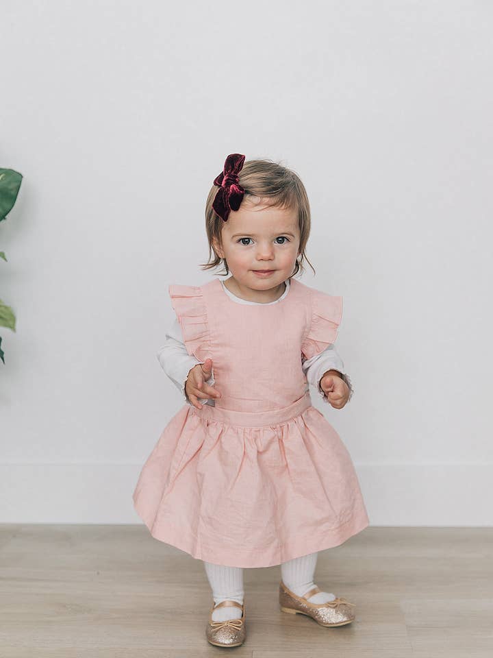 Grey BABY Pinafore Linen Dress for wholesale on Faire