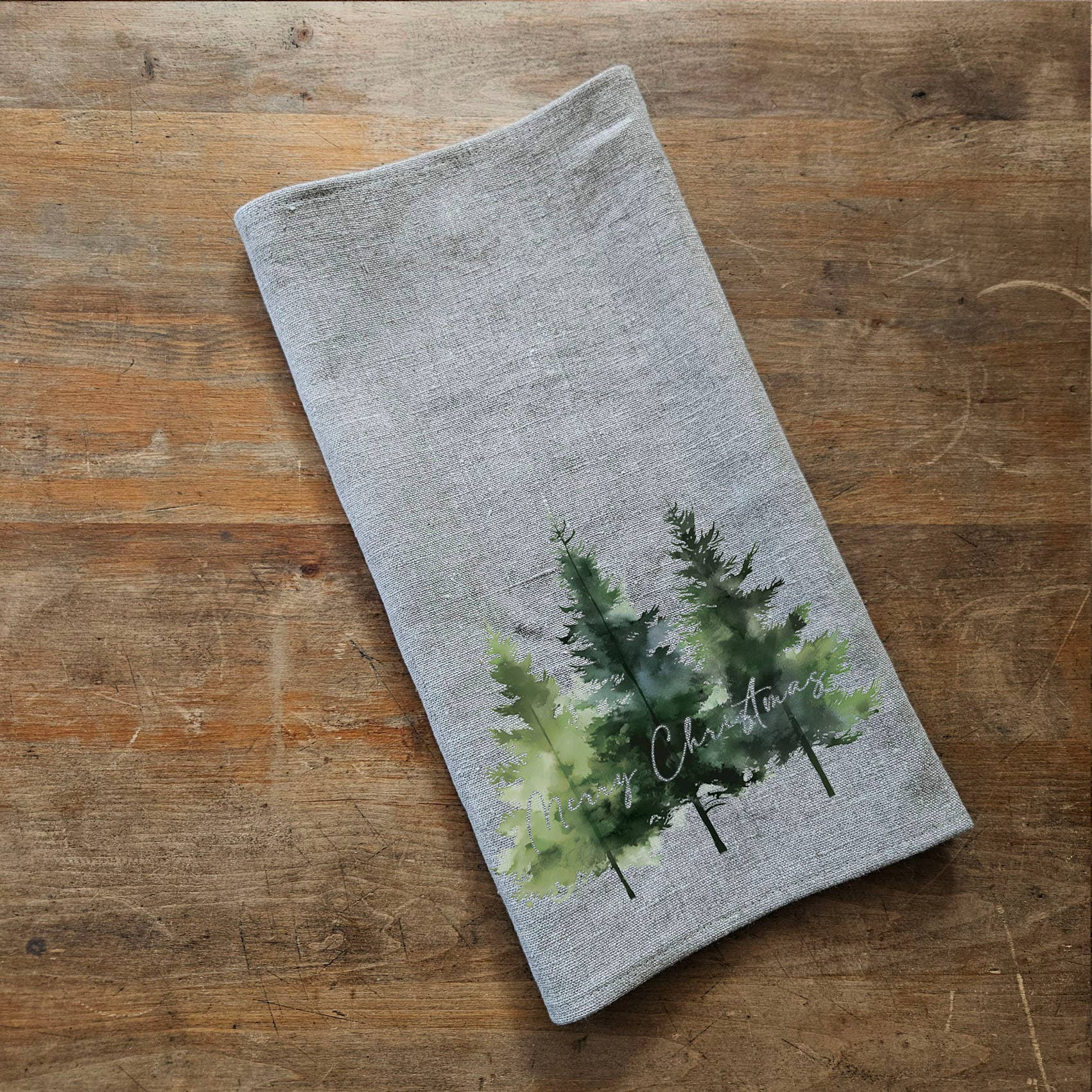 NorraVilla - Wholesale Tea Towel - 100% Linen Guest Towel with Christmas tree Forest0