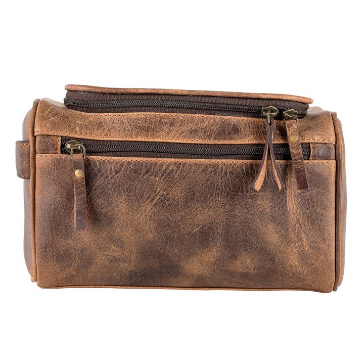 Sixtease Bags USA - Wholesale Toiletry Bag - Unisex - Genuine Leather Unisex Wash Bag - Rustic Brown2