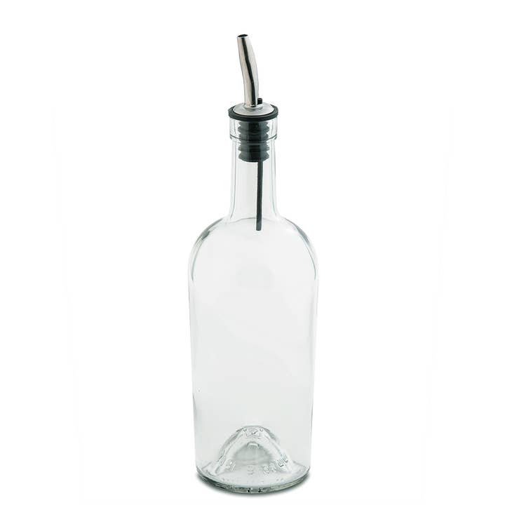 Bouteille en verre transparent de 17,5 oz, verseur en acier inoxydable pour la vente par TableCraft Products Company