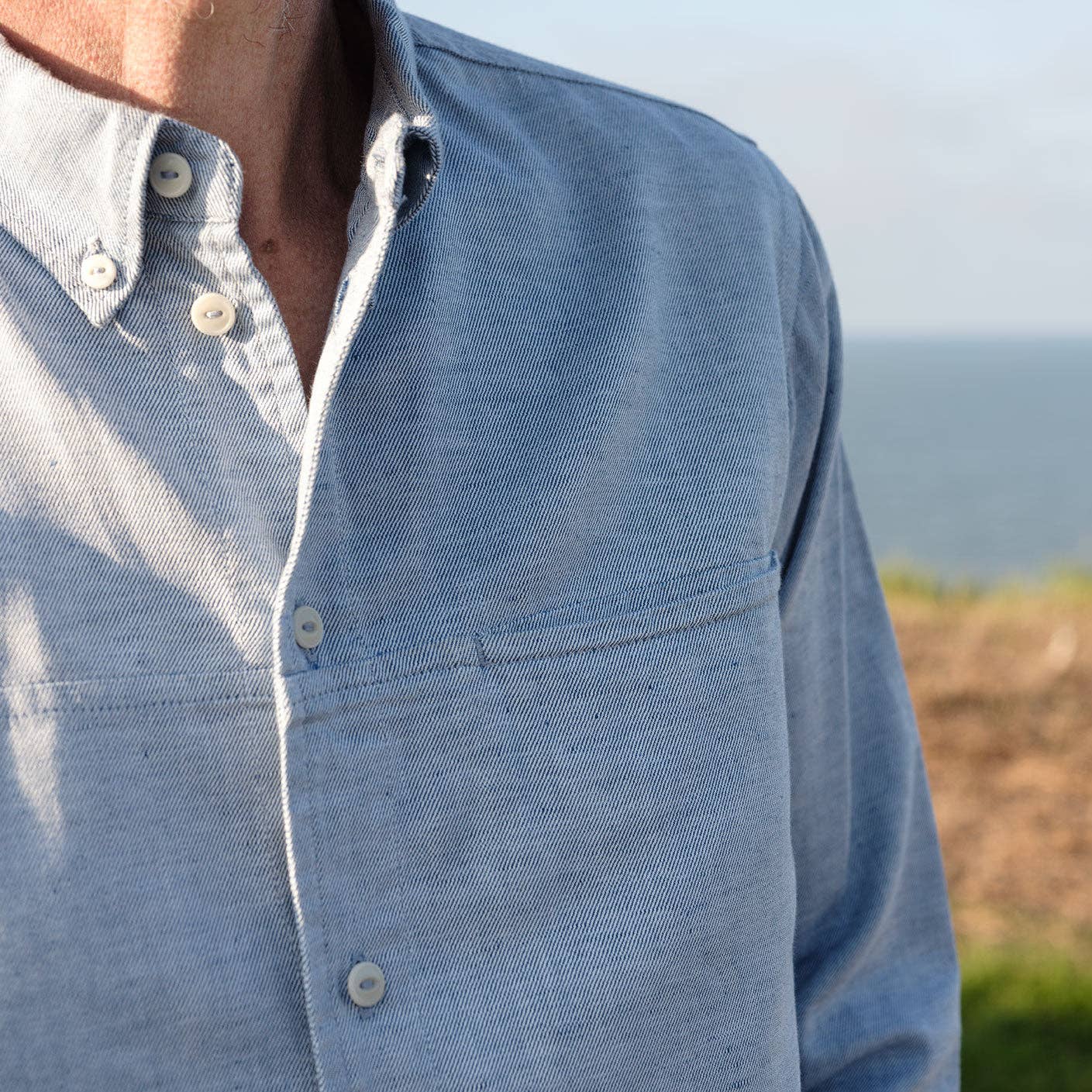 Yarmouth Oilskins - Vente Chemise à col boutonné – homme - Chemise The Yarmouth - Bleu1