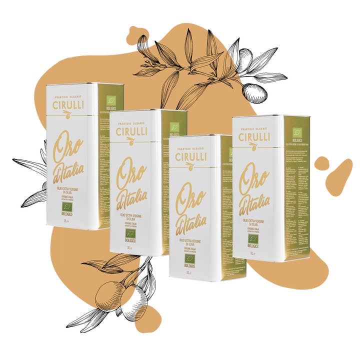 4 Lattine di olio extravergine Biologico • 4 X 3 Litri per la vendita all'ingrosso da parte di Olio Cirulli