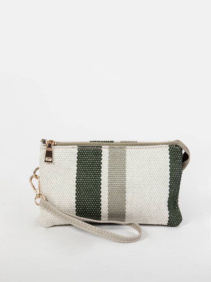 M013CNVS Riley Canvas 3 Compartment Crossbody/Wristlet for wholesale by Jen & Co.
