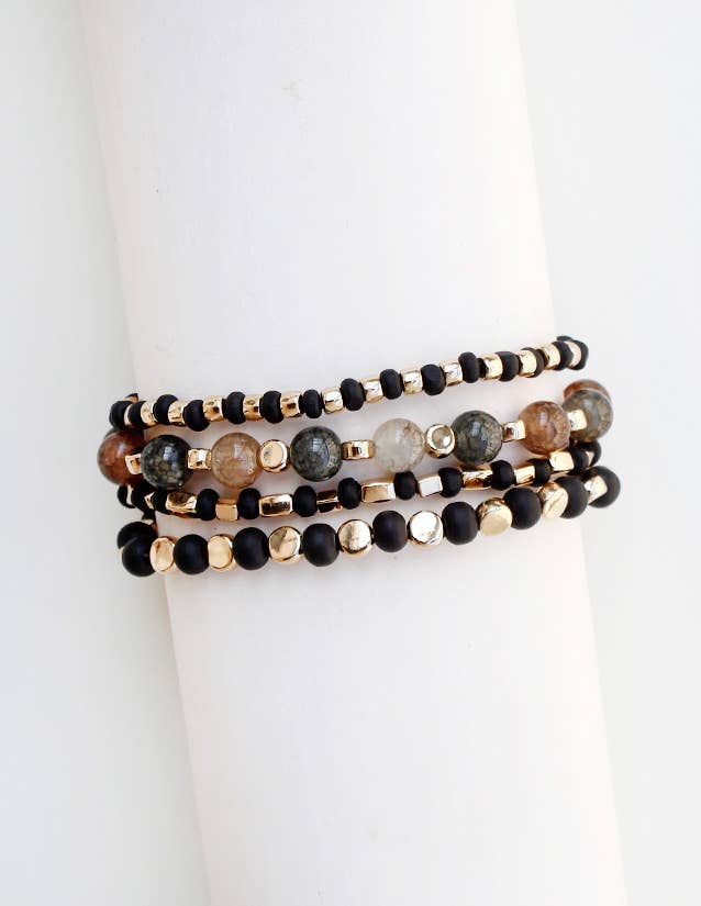 Lou & Co - Wholesale Beaded Bracelet - B-640-Grey0