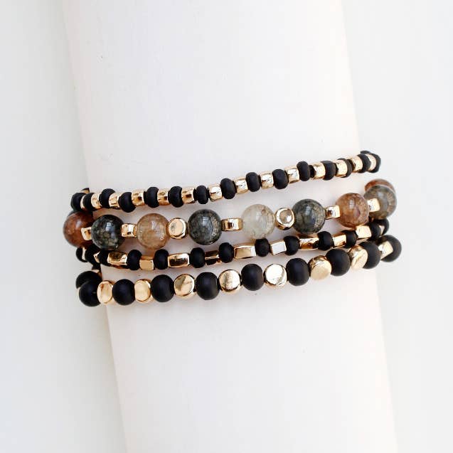 Lou & Co - Wholesale Beaded Bracelet - B-640-Grey0