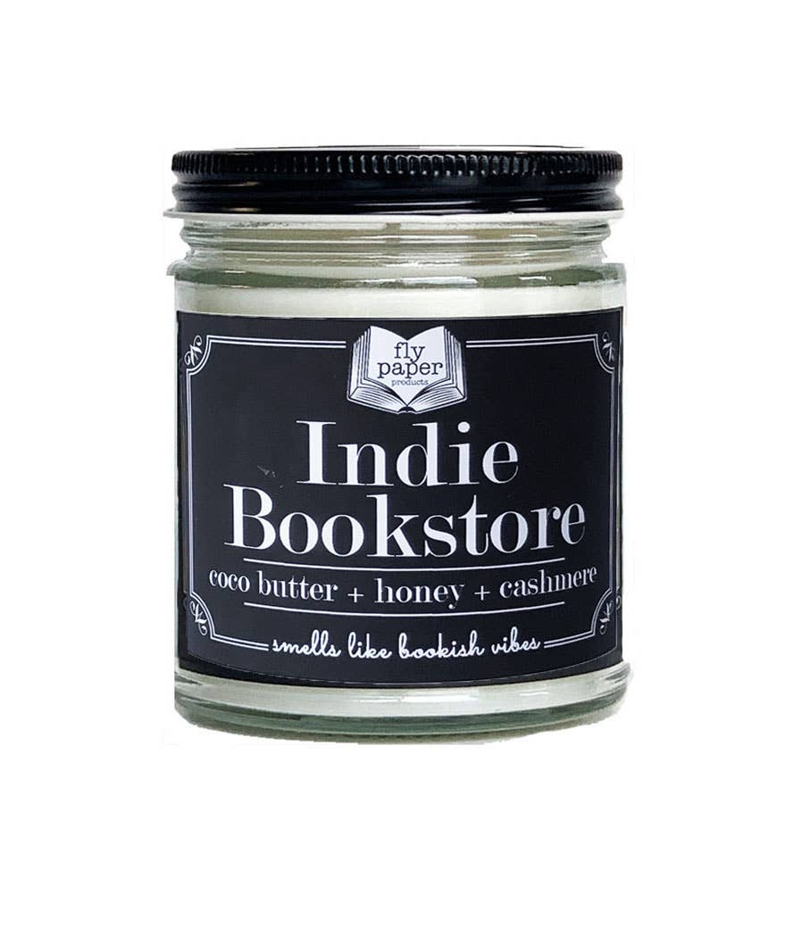 Fly Paper Products - Wholesale Jar/Filled Candle - Indie Bookstore 9oz Candle Coco Butter + Honey + Cashmere
