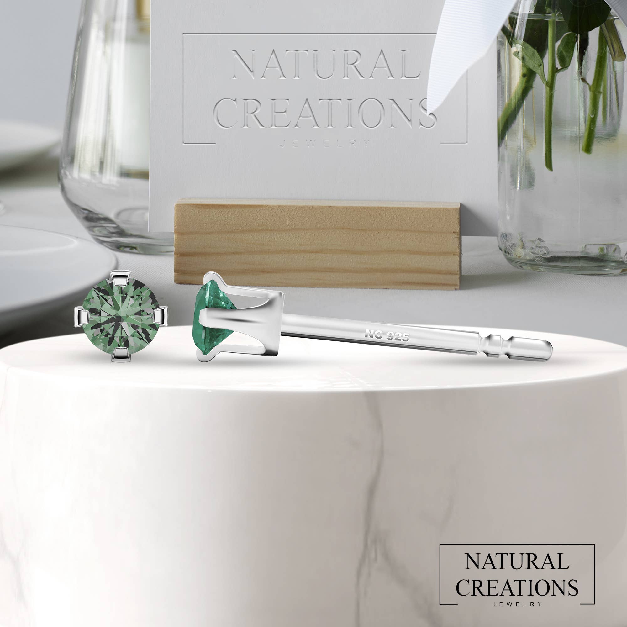 Nature Crafts – wholesale Stud/post earrings – Natural Gemstone Round Stud Earrings for Women in 925 Silver8