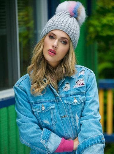 Kyi Kyi - Wholesale Beanie - Women's - Classic Fur - Multi Color Pom5