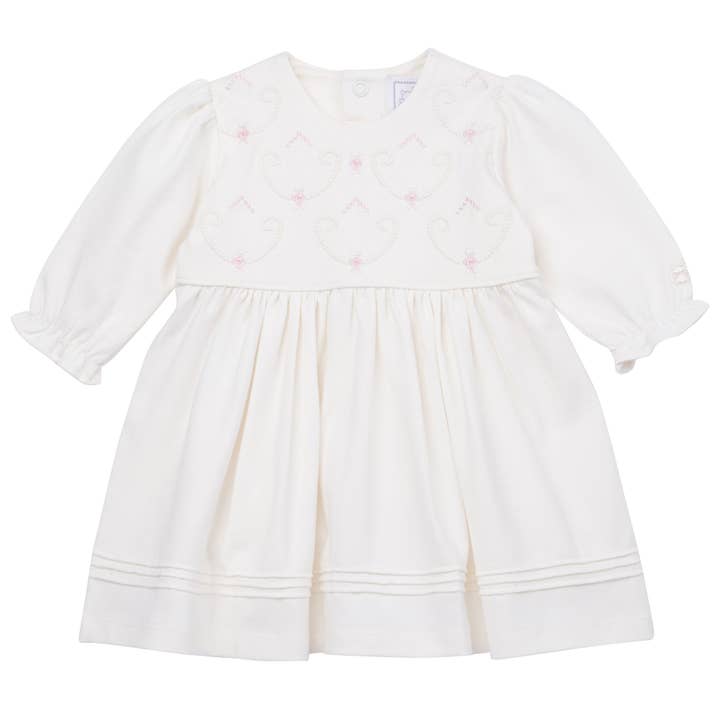 Harper Ivory Baby Girls Dress with Embroidery Design for wholesale by Emile Et Rose