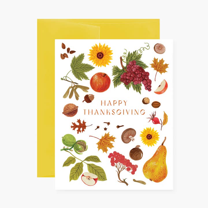 FELIZ ACCIÓN DE GRACIAS | tarjeta de felicitación para venta al por mayor de Botanica Paper Co.