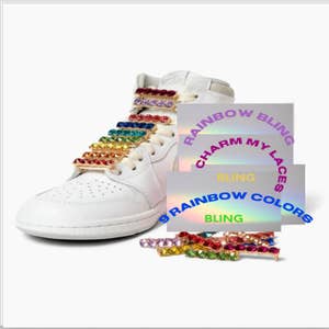 Rhinestone Shoe Laces Sneakers, Rainbow Sneakers Rhinestone