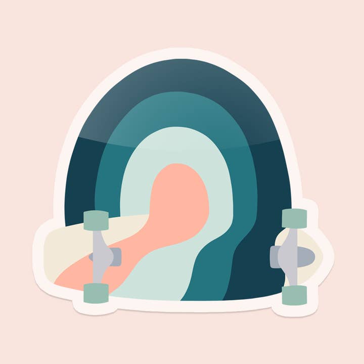 Skate the Rainbow Vinyl Sticker in Morning for wholesale by Alicia Bruce Creative