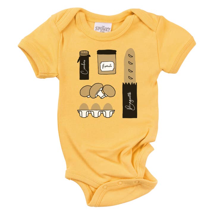 Mini Gourmet Foodie French Local Foodie Bodysuit Biológico para Bebé por atacado de Spunky Stork