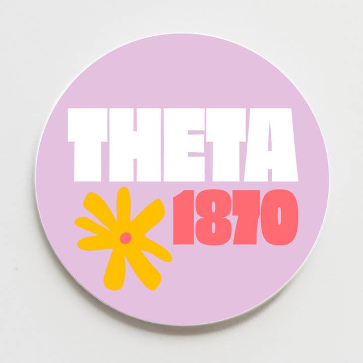 Kappa Alpha Theta Funky Floral Greek Button - 3.00 inch for wholesale by Good Vibez Collegiate