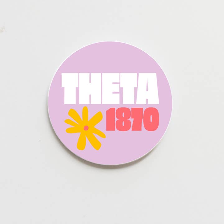 Good Vibez Collegiate - Wholesale Lapel Pin/Button - Kappa Alpha Theta Funky Floral Greek Button - 3.00 inch